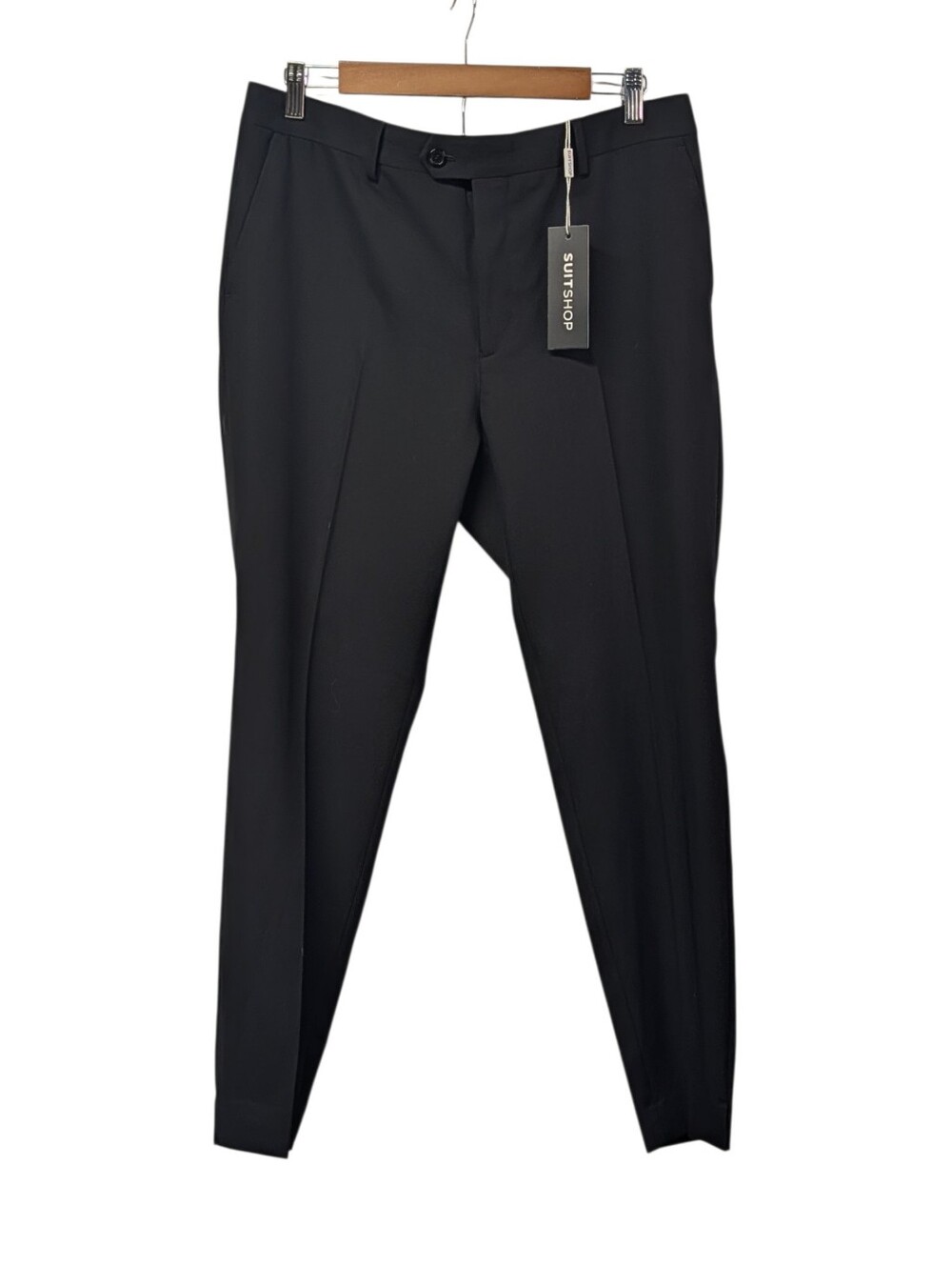 SuitShop Womens Black Stretch Suit Dress Pants Slacks Size 10R Split Hem NWT